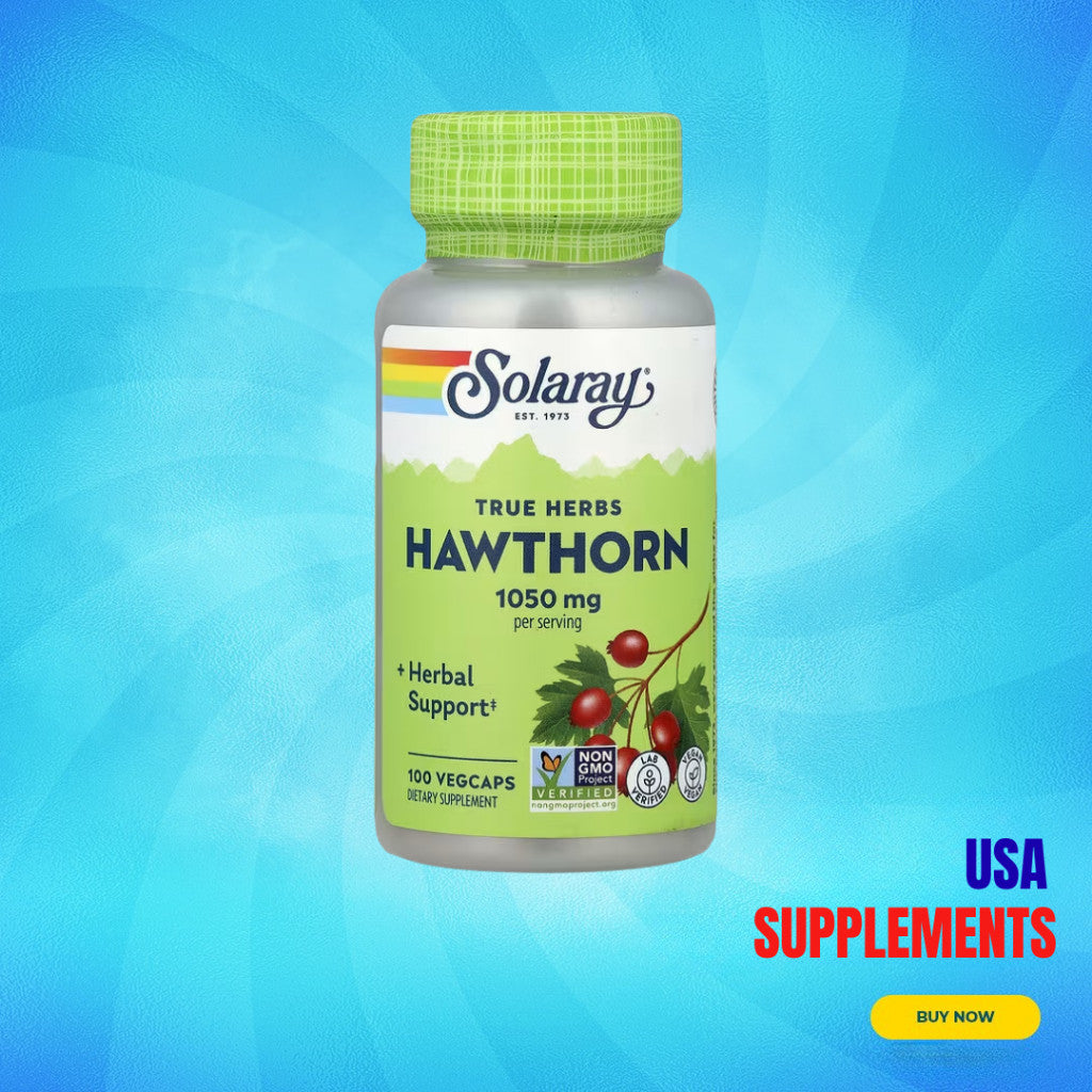USA Supplements | Solaray, True Herbs, Hawthorn, 100 VegCaps ( Heart Health )