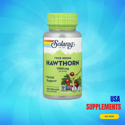 USA Supplements | Solaray, True Herbs, Hawthorn, 100 VegCaps ( Heart Health )
