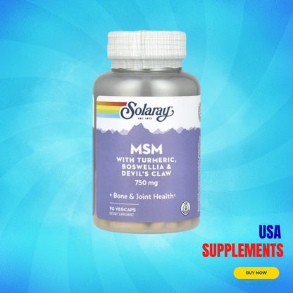 USA Supplements | Solaray, MSM with Turmeric, Boswellia & Devil's Claw ( Bone & Joint Health )