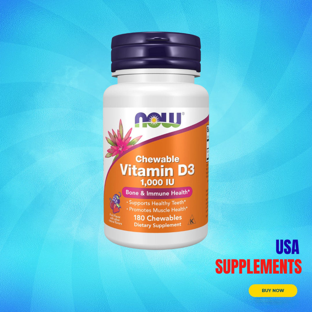 USA Supplements | NOW Foods, Chewable Vitamin D-3, 1,000 IU, 180 Chewables ( Bone Health )
