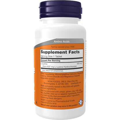 USA Supplements | NOW Foods, L-Lysine, 500 mg, 100 Tablets ( Healthy Immune Function )