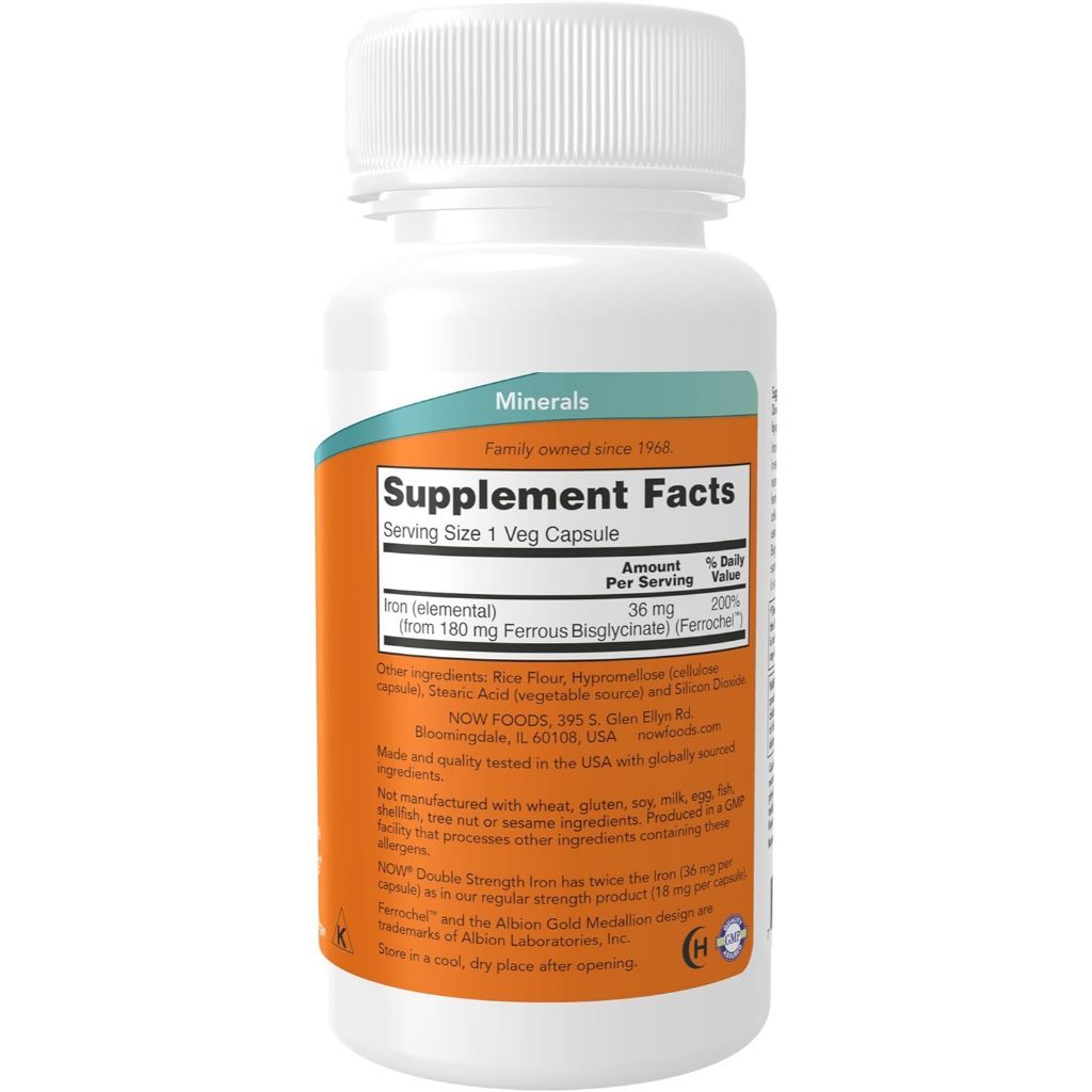 USA Supplements | NOW Foods, Iron, 36 mg, 90 Veg Capsules ( Supports Healthy Red Blood Cell )