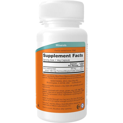 USA Supplements | NOW Foods, Iron, 36 mg, 90 Veg Capsules ( Supports Healthy Red Blood Cell )