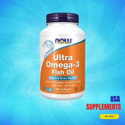 USA Supplements | NOW Foods, Ultra Omega-3 Fish Oil, 180 Softgels ( Heart & Brain Health )