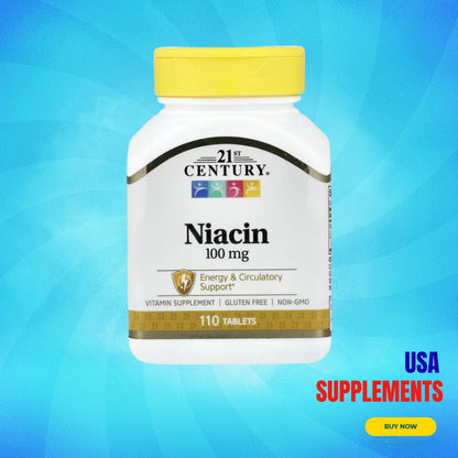 USA Supplements | 21st Century, Niacin, 100 mg, 110 Tablets ( Energy & Circulatory Support )