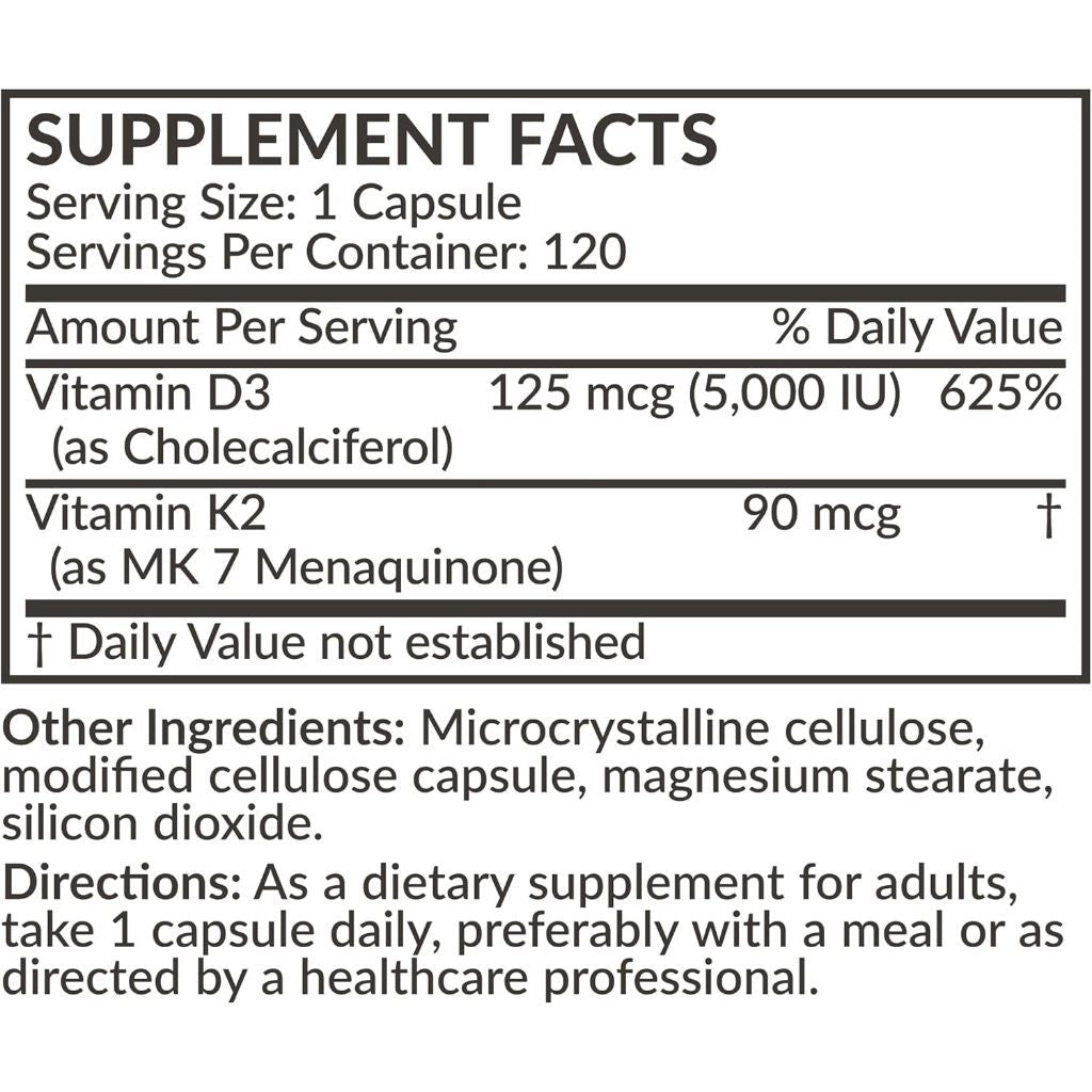 USA Supplements | Futurebiotics, Vitamin K2 + D3 , 120 Capsules ( Supports Strong Bones and Teeth )