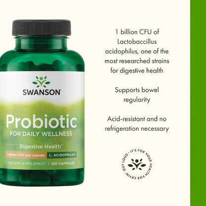 HealthilyYou | Swanson, Probiotic, 120 Capsules (1 Billion CFU per Capsule) Immune, Digestive Health
