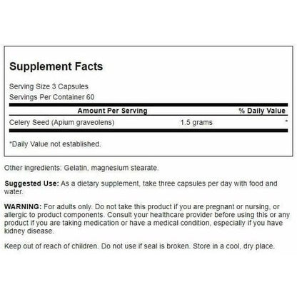 HealthilyYou | Swanson, Celery Seed, Maximum Strength, 500 mg, 180 Capsules Provides Antioxidant