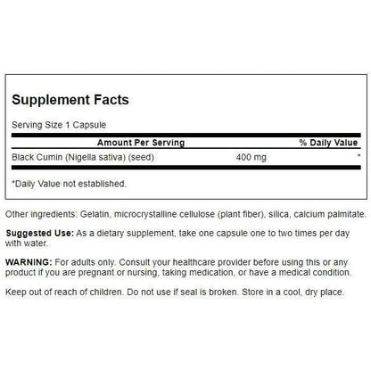 HealthilyYou | Swanson, Black Cumin Seed Full Spectrum 400mg, 60 Capsules Support Respiratory Health