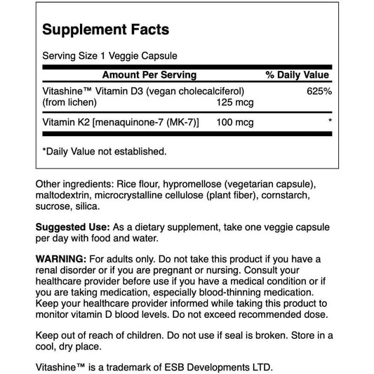Healthily You | Swanson, Vitamins D3 & K2, Extra Strength, with Strontium 60 Veggie Caps Bone Health