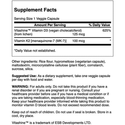 Healthily You | Swanson, Vitamins D3 & K2, Extra Strength, with Strontium 60 Veggie Caps Bone Health