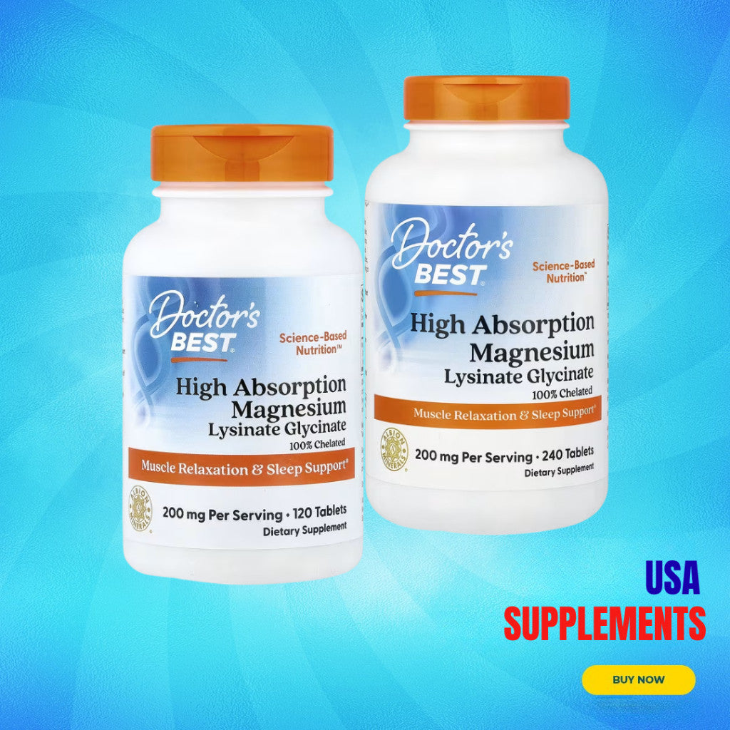 USA Supplements | Doctor's Best, High Absorption Magnesium Lysinate Glycinate ( Sleep Support )