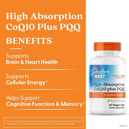 USA Supplements | Doctor's Best, High Absorption CoQ10 plus PQQ ( Cellular Energy Support )