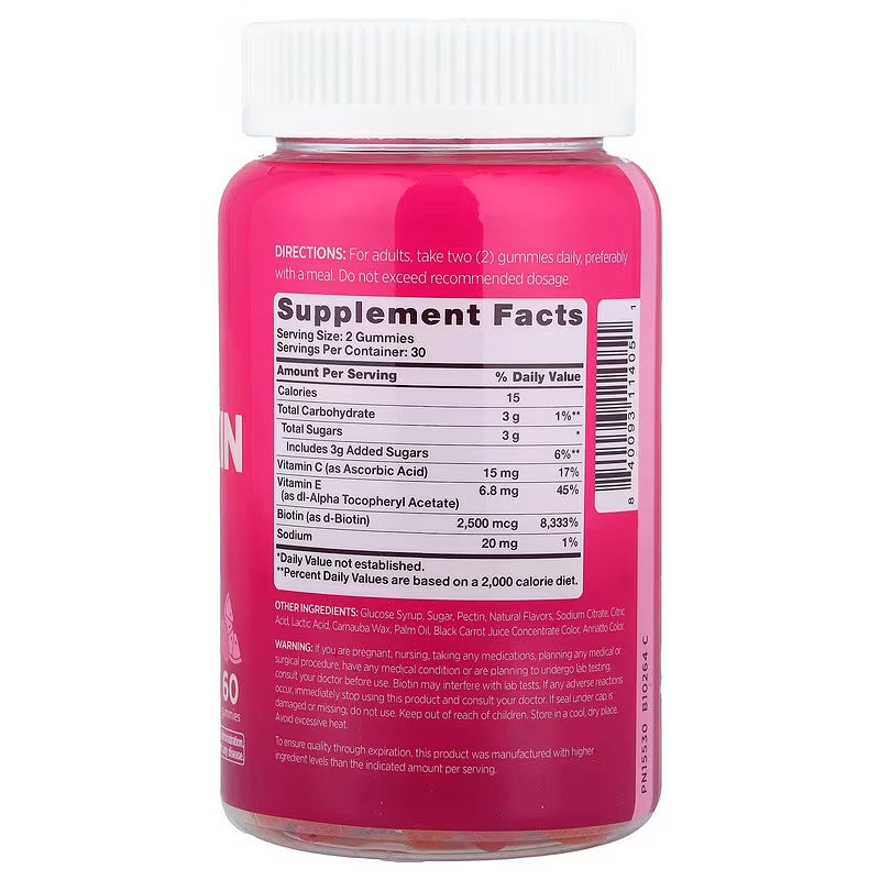 USA Supplements | Pink, Beautiful, Hair, Skin & Nails Gummies ( Supports Healthy Hair Growth )