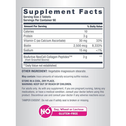 USA Supplements | NeoCell, Grassfed Collagen Peptides + Vitamin C & Biotin ( Supports Healthy Hair )