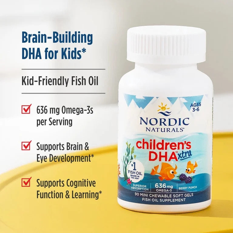 USA Supplements | Nordic Naturals, Children's DHA™ Xtra, 90 Mini Chew Soft Gels ( Brain Health )