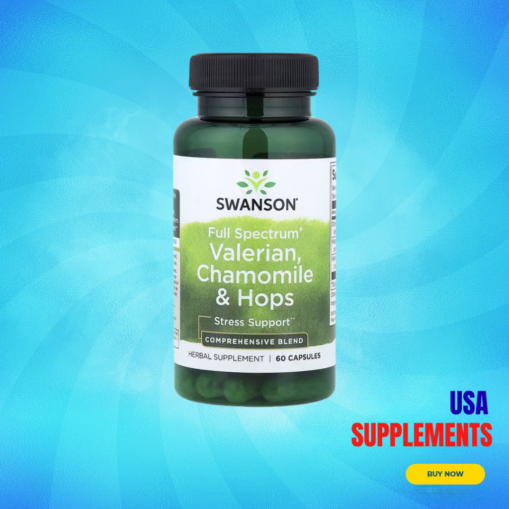 USA Supplements | Swanson, Full Spectrum® Valerian, Chamomile & Hops ( Stress Support )