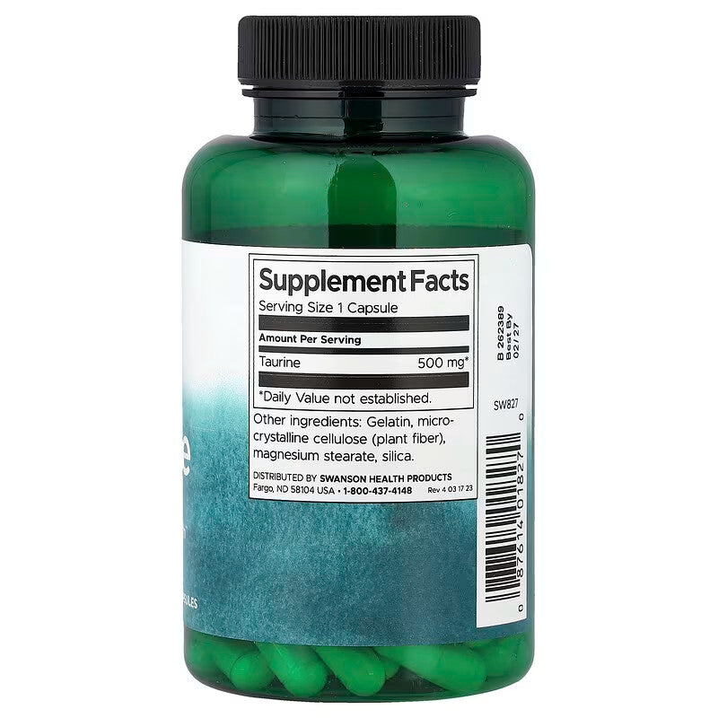USA Supplements | Swanson, Taurine, 500 mg, 100 Capsules ( Cardiovascular Health )