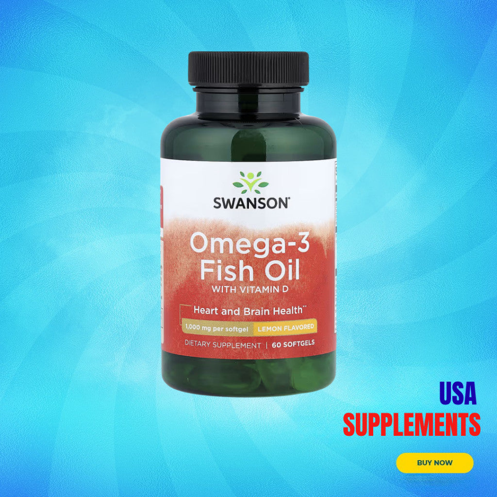 USA Supplements | Swanson, Omega-3 Fish Oil with Vitamin D ( Heart and Brain Health )