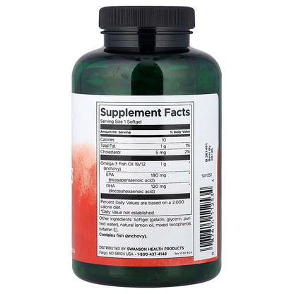 USA Supplements | Swanson, Omega-3 Fish Oil, Lemon, 150 Softgels ( Heart and Brain Health )
