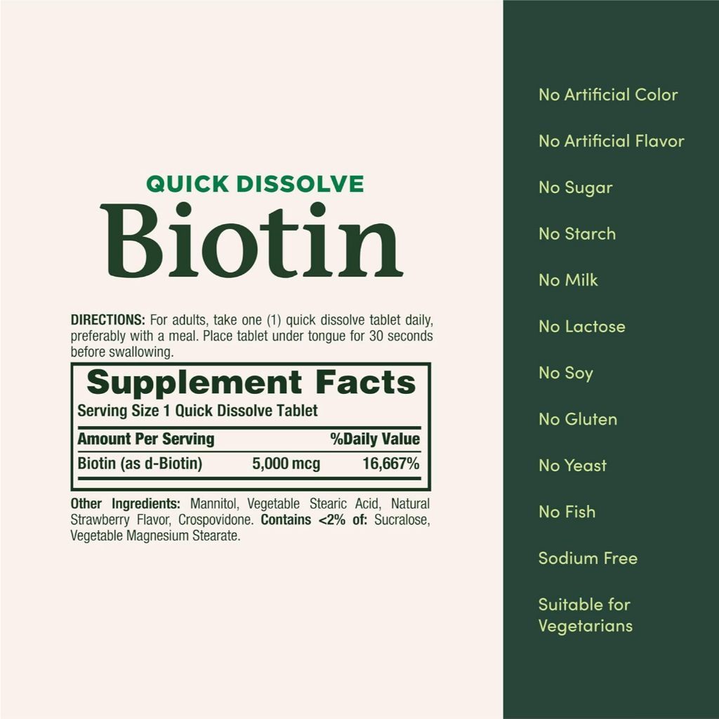 USA Supplements | Nature's Bounty, Biotin, 60 Quick Dissolve Tablets ( Supports Hair, Skin & Nails )
