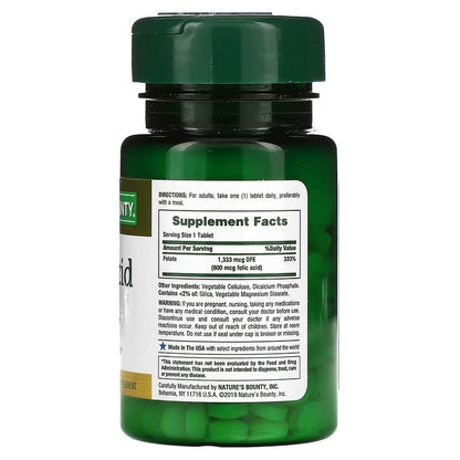 USA Supplements | Nature's Bounty, Folic Acid ( Supports Cardiovascular Health )