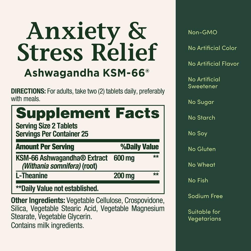 USA Supplements | Nature's Bounty, Anxiety & Stress Relief, 50 Tablets ( Stress & Anxiety Support )