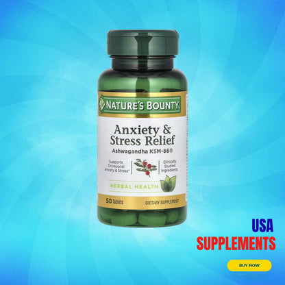 USA Supplements | Nature's Bounty, Anxiety & Stress Relief, 50 Tablets ( Stress & Anxiety Support )