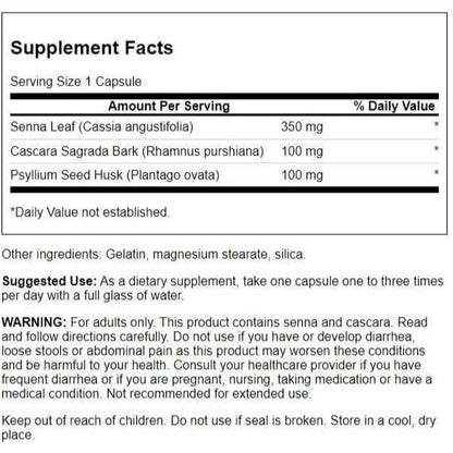 HealthilyYou | Swanson, Senna, Cascara & Psyllium Complex, 90 Capsules Promotes Digestive Regularity