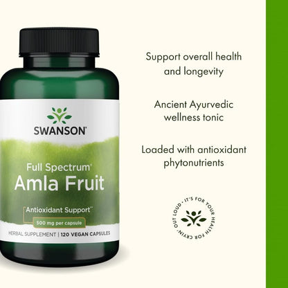 HealthilyYou | Swanson, Full Spectrum® Amla Fruit, 120 Vegan Capsules Antioxidant Support