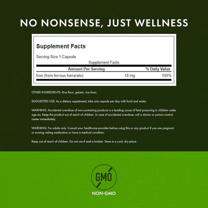 Healthily You | Swanson, Iron Ferrous Fumarate, 18 mg, 60 Capsules Cellular Health