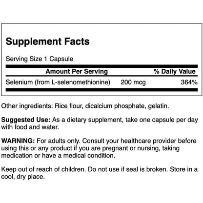 Healthily You | Swanson, Selenium, L-Selenomethionine 200 mcg, 120 Capsules Antioxidant Support