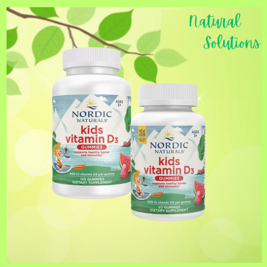 NaturalSolutions | Nordic Naturals, Kids Vitamin D3 Gummies, Ages 3+, Wild Watermelon Splash, 400 IU