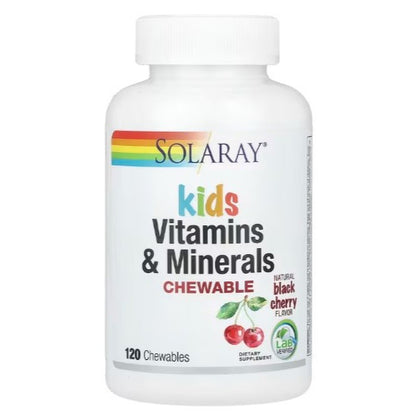 NaturalSolutions | Solaray, Kids Vitamins & Minerals Chewable, Natural Black Cherry, Chewables