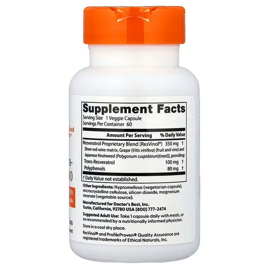 USA Supplements | Doctor's Best, Trans-Resveratrol ( Heart & Circulatory Support )