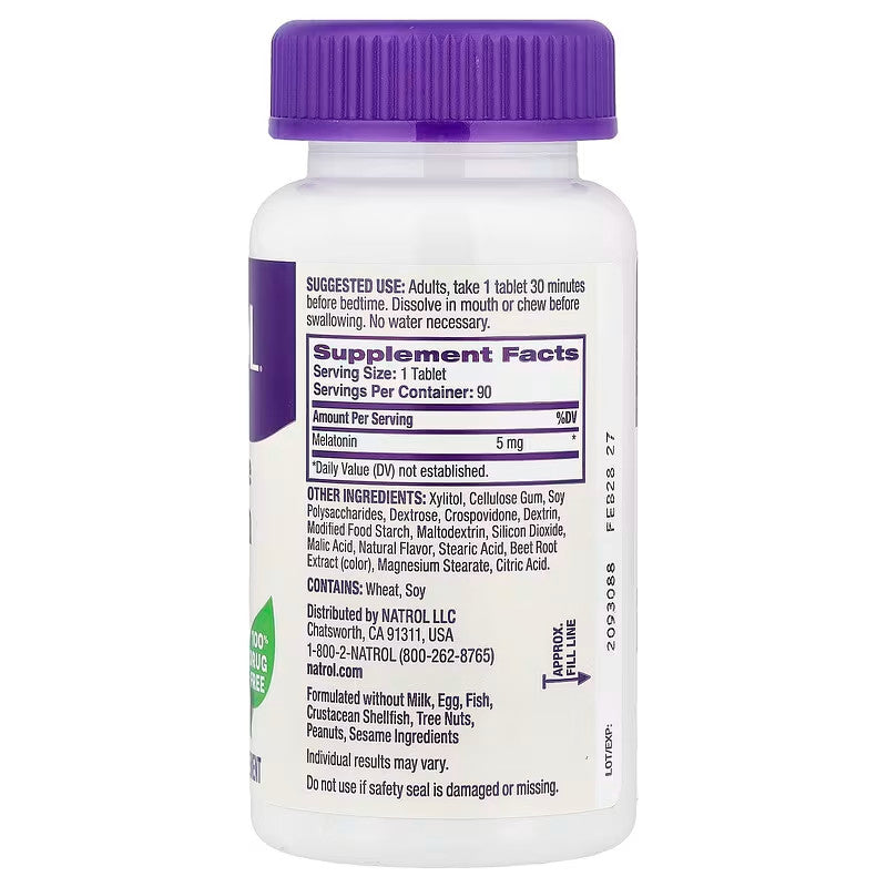 USA Supplements | Natrol, Melatonin, Fast Dissolve, Strawberry, 5 mg, 90 Tablets ( Sleep Support )