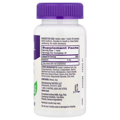 USA Supplements | Natrol, Melatonin, Fast Dissolve, Strawberry, 5 mg, 90 Tablets ( Sleep Support )