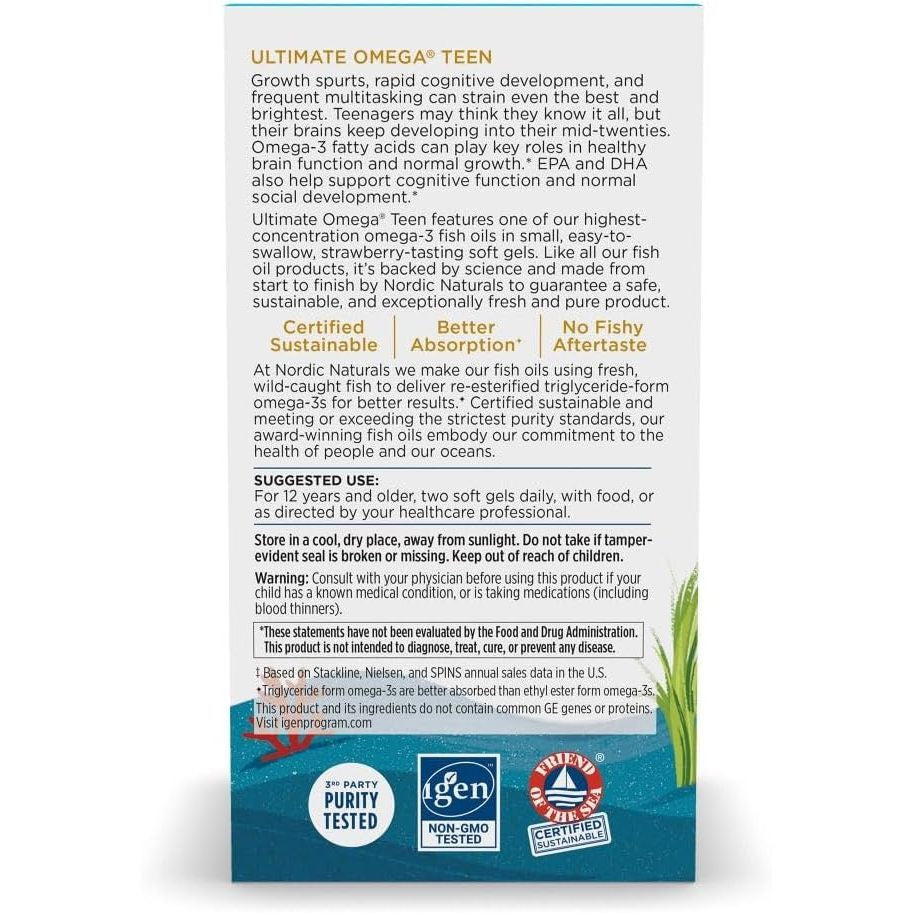USA Supplements | Nordic Naturals, Teen, Ultimate Omega ( Brain and Cognitive Support )