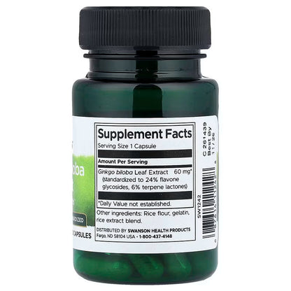 USA Supplements | Swanson, Ginkgo Biloba Extract, 30 Capsules ( Cognitive & Memory Support )