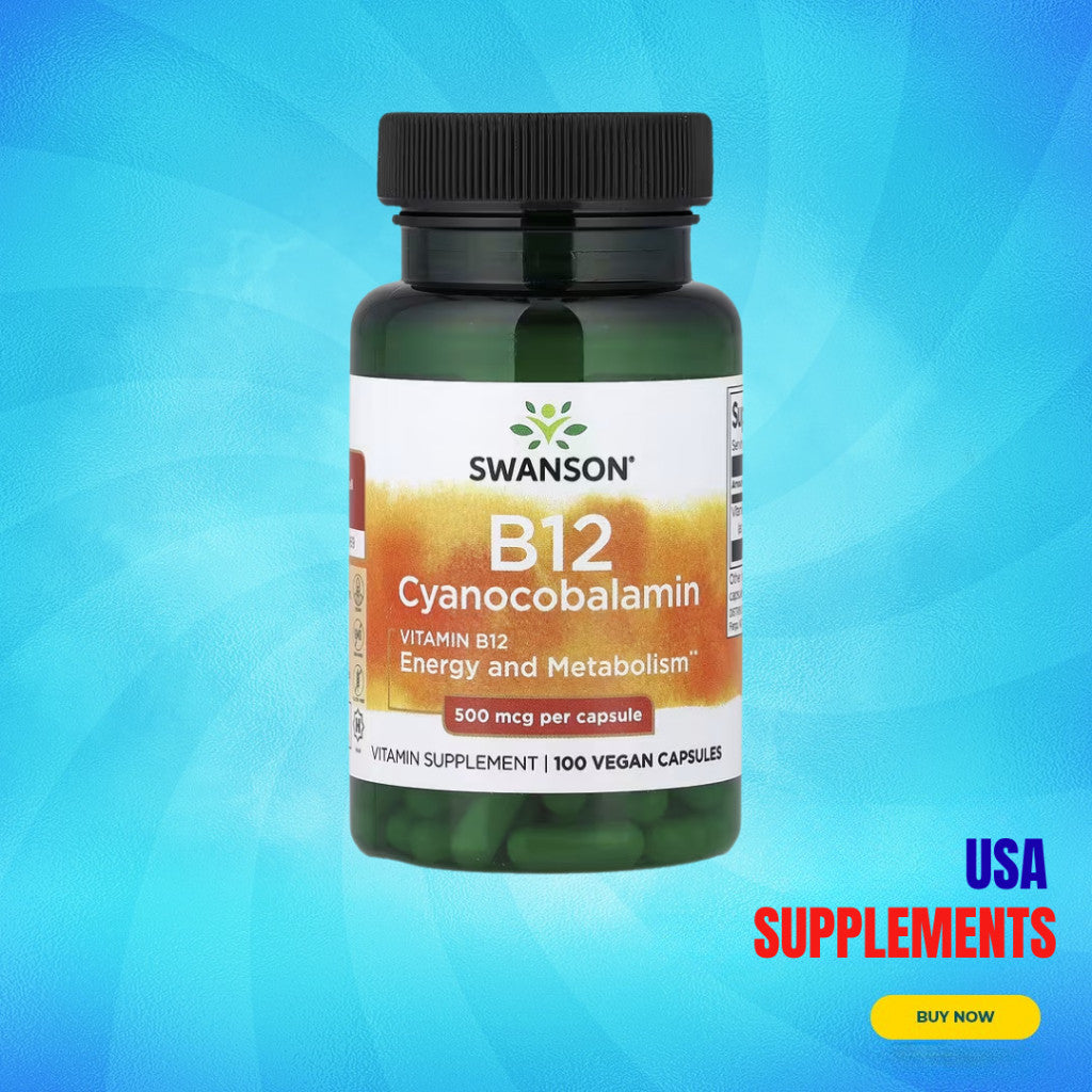 USA Supplements | Swanson, Vitamin B12, 500 mcg, 100 Vegan Capsules ( Energy Production )