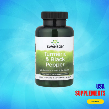 USA Supplements | Swanson, Turmeric & Black Pepper, 90 Vegan Capsule ( Cardiovascular Health )