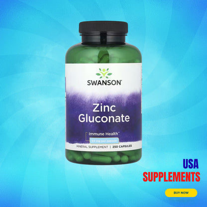 USA Supplements | Swanson, Zinc Gluconate, 50 mg, 250 Capsules ( Immune Health )