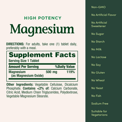USA Supplements | Nature's Bounty, Magnesium, 100 Coated Tablets ( Supports Muscle Relaxation )