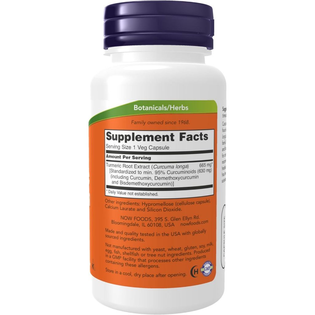 USA Supplements | NOW Foods, Turmeric Curcumin, 60 Veg Capsules ( Joint Comfort and Mobility )
