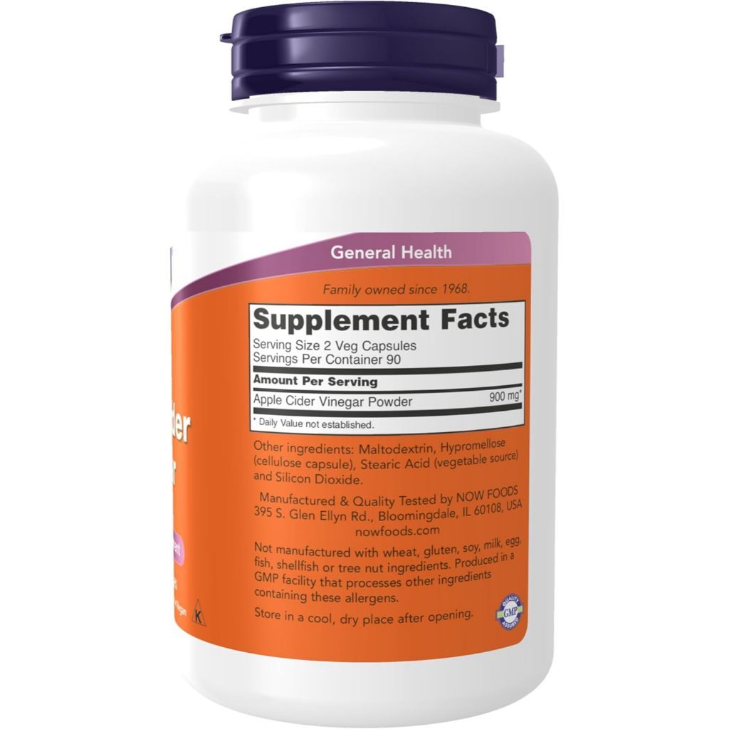 USA Supplements | NOW Foods, Apple Cider Vinegar, 450 mg, 180 Veg Capsules ( Digestive Support )i