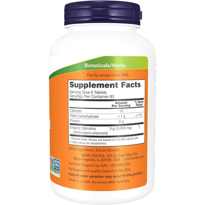 USA Supplements | NOW Foods, Certified Organic Spirulina, 500 mg, 500 Tablets ( Immune Support )