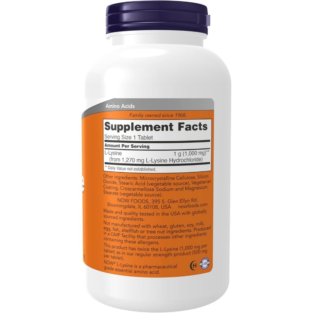 USA Supplements | NOW Foods, L-Lysine, 1,000 mg, 250 Tablets ( Healthy Immune Function )