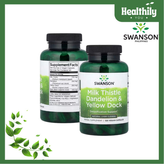 HealthilyYou | Swanson Milk Thistle Dandelion & Yellow Dock 120 VeganCapsules Detoxification Support
