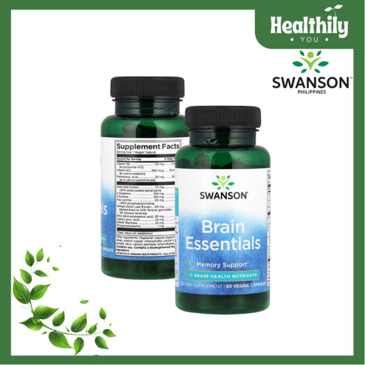 HealthilyYou | Swanson, Brain Essentials, 60 Veggie Capsules Memory Support 12 Brain-Health