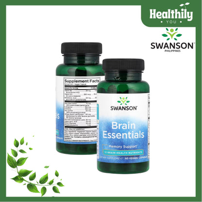 HealthilyYou | Swanson, Brain Essentials, 60 Veggie Capsules Memory Support 12 Brain-Health